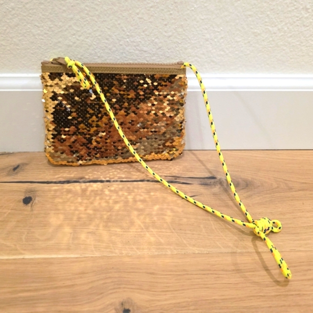 JCrew Crewcuts Girls Sequin Crossbody Bag with Yellow Rope Strap